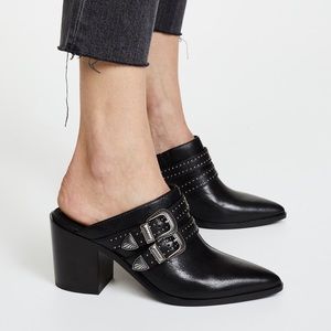 Frye Flynn Western Buckle Mules